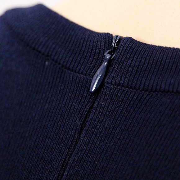 Michael Kors Navy Blue White Sequins Floral Rosette Embellished Knit Midi Dress - Picture 7 of 16